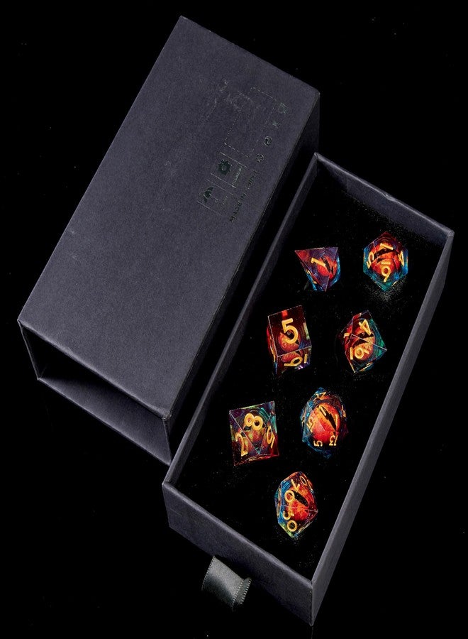 FugaCity DND Dice Set,Liquid Core Handmade Sharp Edge 7 Piece Resin Dice-Dungeons and Dragons Polyhedral Dice Set, D&D Dice Set with Gift Dice Case for RPG MTG Table Games （ - Image 5